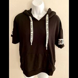 Colza Japanese Sweatshirt -L black , white print , cotton